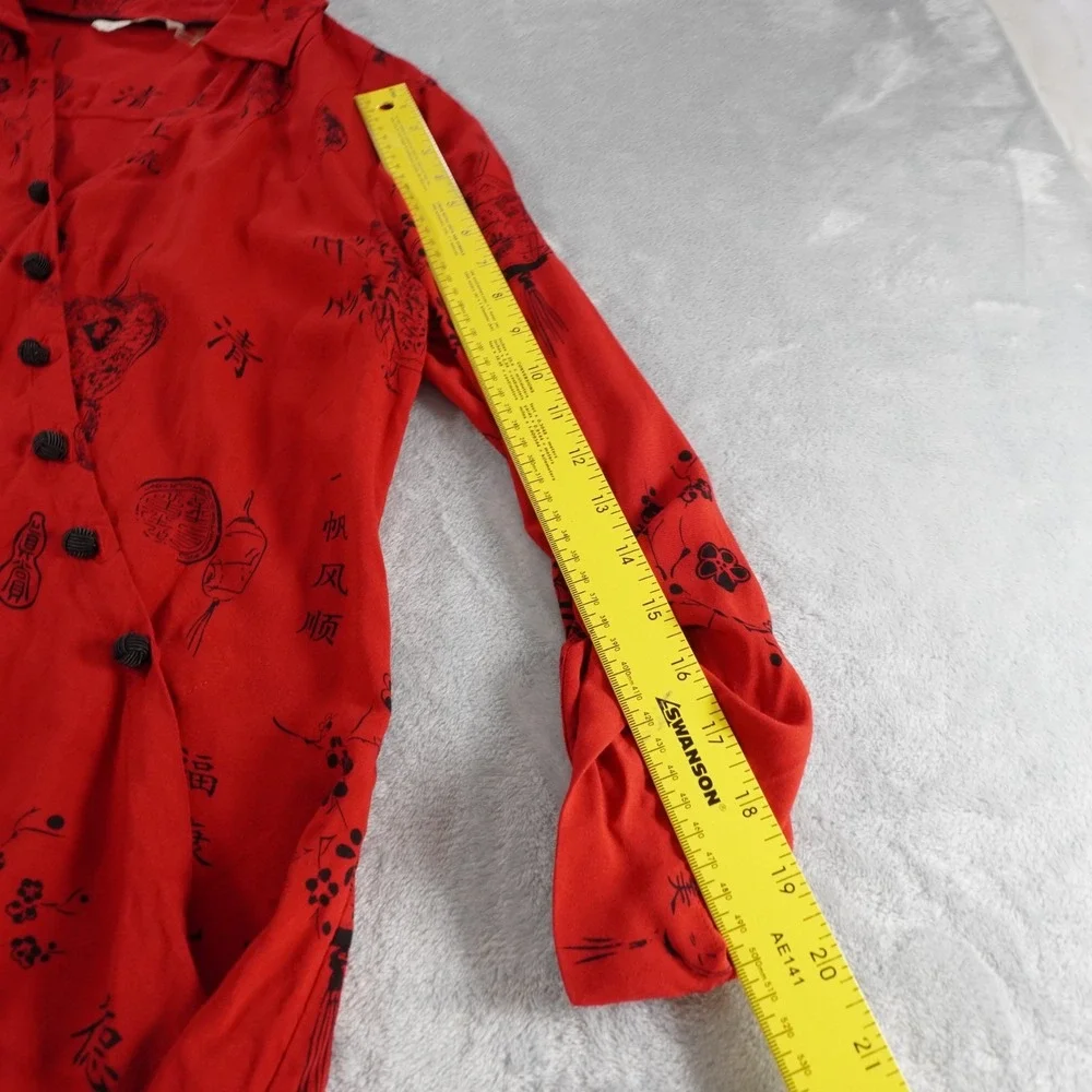 Soft Surroundings Asymmetrical Tunic Top M Red Chinese Lantern Print Roll Tab - Picture 8 of 12